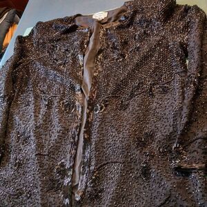 Imperial Handicrefts 100% Pure Silk XL Beaded Jacket Grandmacore Cottagecore